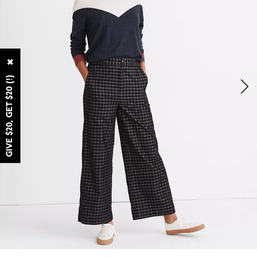 Madewell Huston Button-Front Ankle Pants in Checked Corduroy